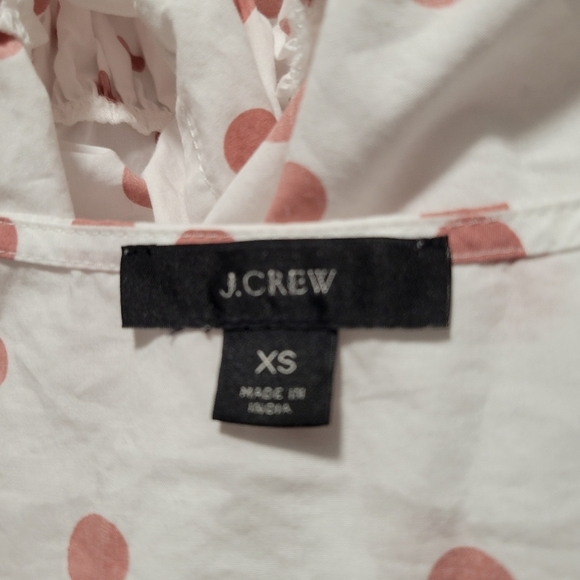 J.crew White Polka Dot V-Neck puff Sleeve Poplin Wrap mini Dress. - Picture 5 of 12